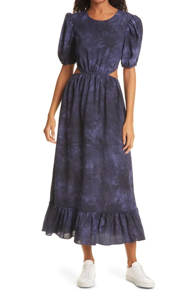 Likely Rosa Tie-dye Cutout A-line Dress In Navy