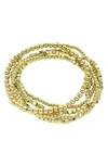 Panacea Set Of 5 Beaded Stretch Bracelets In Gold