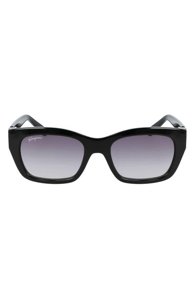 Ferragamo Rectangular Bio-injected Plastic Sunglasses In 001 Black