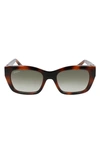Ferragamo 53mm Rectangular Sunglasses In Tortoise/ Khaki