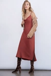 Anthropologie Elyse Bias Slip Midi Dress In Brown