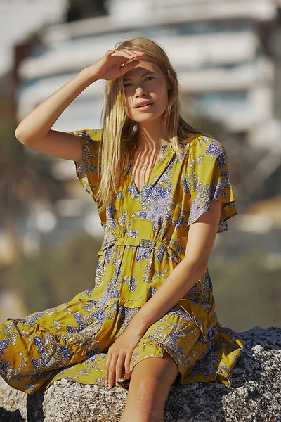 Anthropologie Robin Tiered Mini Dress In Yellow | ModeSens