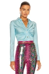 VERSACE RUCHED LONG SLEEVE TOP,VSAC-WS88