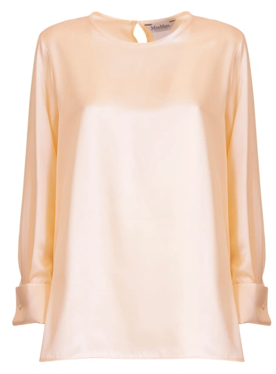 Max Mara Silk Satin Blouse In Bianco