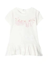 Monnalisa Ruffled Hem T-shirt In Panna