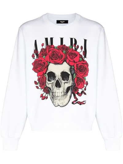 Amiri Grateful Dead Skull & Roses Graphic Sweatshirt In White,red,black