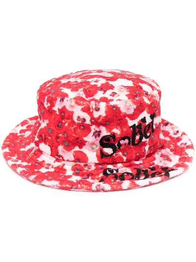 Duoltd Fleeced Poppy-print Bucket Hat In Red
