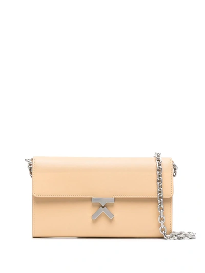 Kenzo K Cow Leather Chain Clutch Bag In Nude