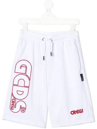 Gcds Kids' Logo-print Shorts In White
