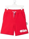 Gcds Teen Logo-print Jersey Shorts In Red