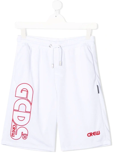 Gcds Teen Embroidered Logo Shorts In White