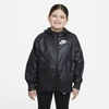 Nike Sportswear Windrunner Big Kids' (girls') Jacket (extended Size) In Black