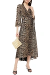 GANNI THE ELLIE LEOPARD-PRINT CREPE MIDI WRAP DRESS,3074457345625187844