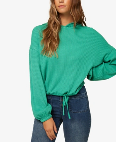 O'neill Riannon Waffle-knit Drawstring-hem Hoodie In Jade