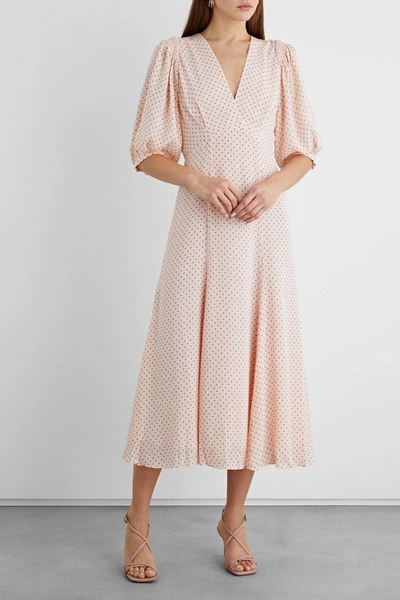 Iris & Ink Angela Pleated Georgette Midi Dress In Pink