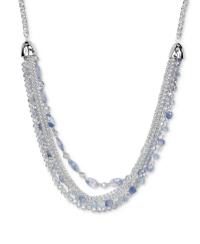 Style & Co Link & Beaded Multi-chain Statement Necklace, 30" + 3" Extender, Created For Macy's In Blue