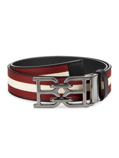 Bally B-chain Reversible Leather & Nylon Belt In Black