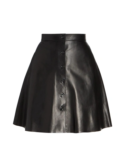 Alaïa Leather Button-front Skirt In Noir