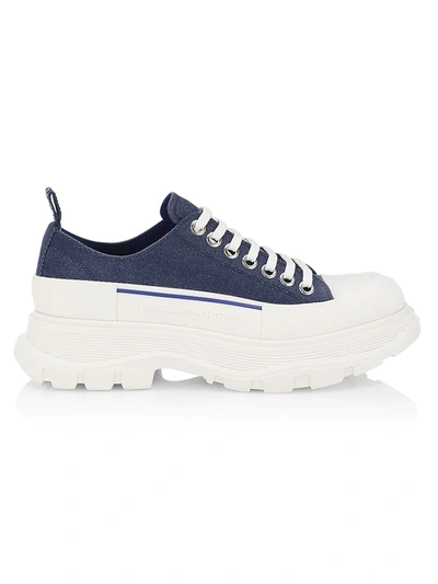 Alexander Mcqueen Tread Slick Sneakers In Denim,white