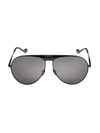 Gucci Seasonal Icon 65 Mm Aviator Sunglasses In Black