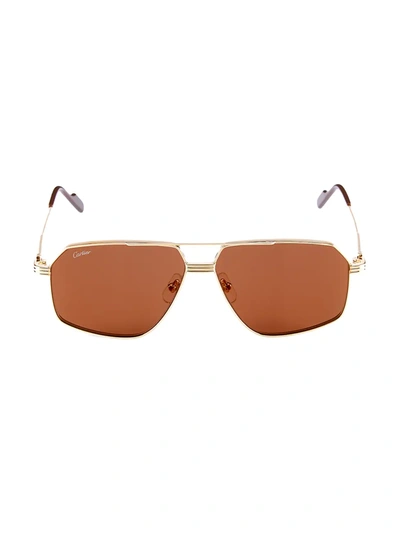 Cartier Core Range 61mm Pilot Sunglasses In Gold