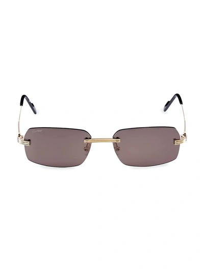 Cartier Core Range 58mm Rectangular Sunglasses In Gold