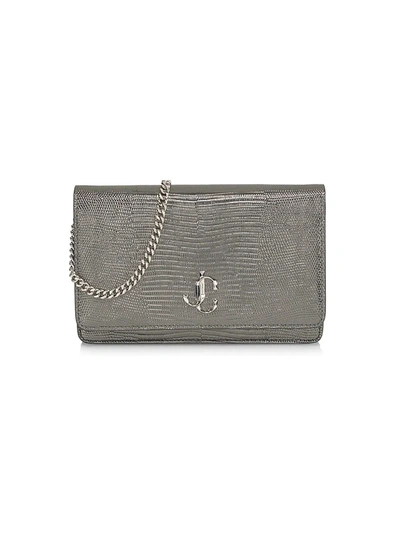 Jimmy Choo Palace Snakeskin-embossed Leather Clutch In Gunmetals