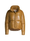 Apparis Jemma Vegan Leather Short Puffer Jacket In Brown
