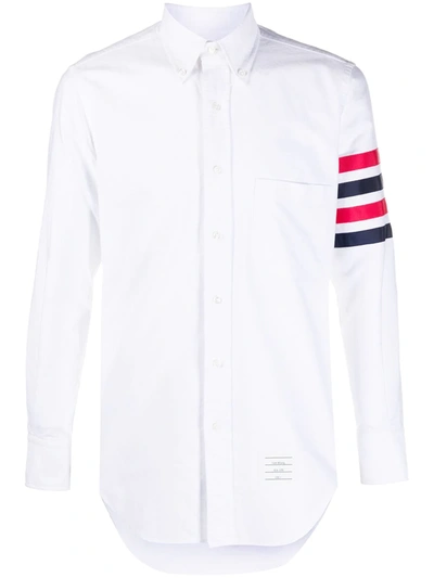 Thom Browne Classic Fit Button Down L/s Shirt W/top Applied Gg Bar In White