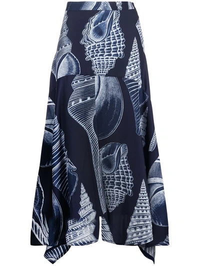 Stella Mccartney Graphic Print Midi Skirt In Blue