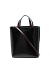 Marni Museo Drawstring Leather Tote Bag In Black