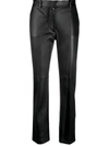 JOSEPH MID-RISE LEATHER SLIM-FIT TROUSERS