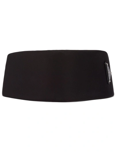 Prada Triangle-logo Headband In Black