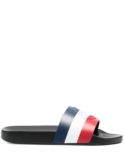 Moncler Jeanne Logo Embossed Slide Sandal In Blue/white/red