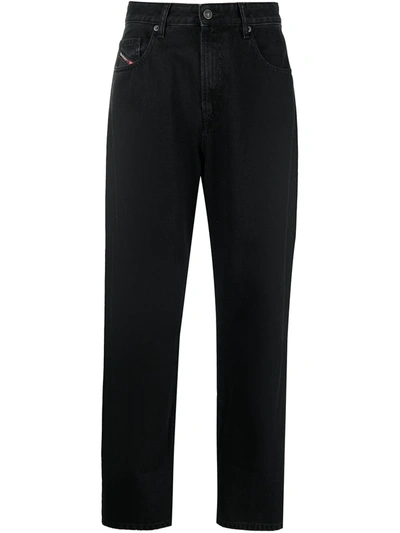 Diesel Cropped Wide-leg Jeans In Black