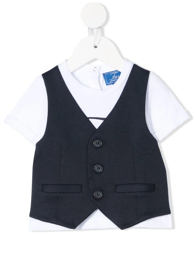 Fay Babies' Layered-look Waistcoat T-shirt In Bianco-blu