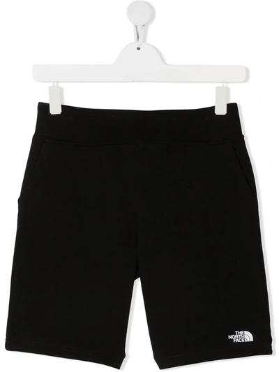 The North Face Teen Logo-print Cotton Shorts In Black