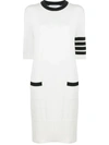 Thom Browne White Intarsia Hector Icon 4-bar Dress In White