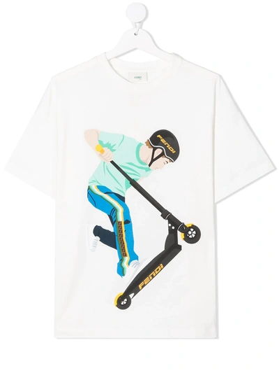 Fendi Teen Scooter Graphic-print T-shirt In Nero