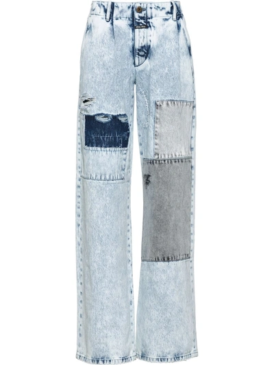 Miu Miu Bleached Straight Leg Jeans In Blue