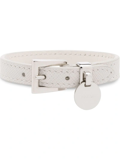 Prada Logo Charm Bracelet In White