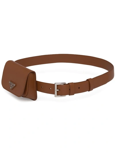 Prada Logo-plaque Belt Bag In Brown