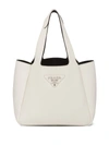 Prada Logo-plaque Tote Bag In White