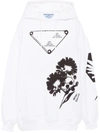 Prada Graphic-print Drawstring Hoodie In White