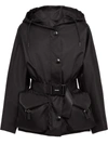 Prada Re-nylon Blouson Jacket W/ Detachable Hood In Black