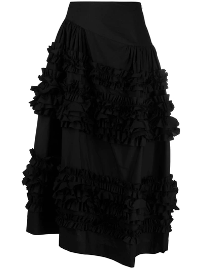 Molly Goddard Otis Ruched Poplin Skirt In Black