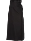 Prada Belted Gabardine Midi Skirt In Black