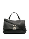 Zanellato Small Leather Handbag With Adjustable Shoulder Strap In Black