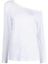 Norma Kamali Long Sleeve Drop Shoulder Top In White