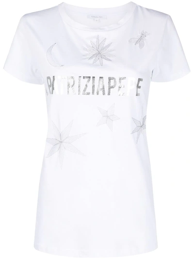 Patrizia Pepe Logo-print Embroidered T-shirt In White